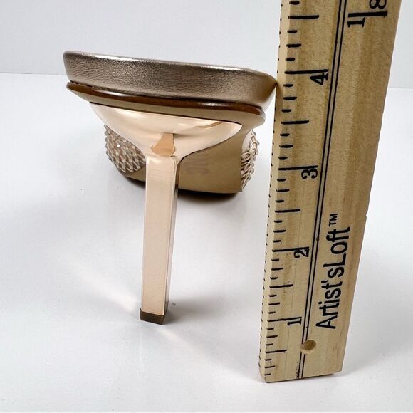 INC Emory Rhinestone Mesh Slide Stiletto Heels Pointed Toe Gold 11 NEW imperfect - Picture 12 of 17